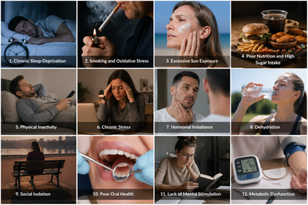 12 daily habits that negatively impact health including poor sleep, smoking, stress, bad nutrition and lack of activity